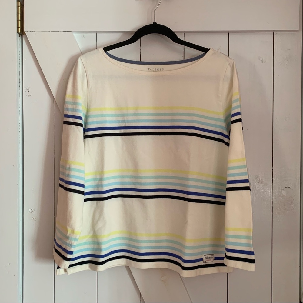 Authentic Talbots Striped Sweater 100% Cotton Talbots Crew Neck Long Sleeve